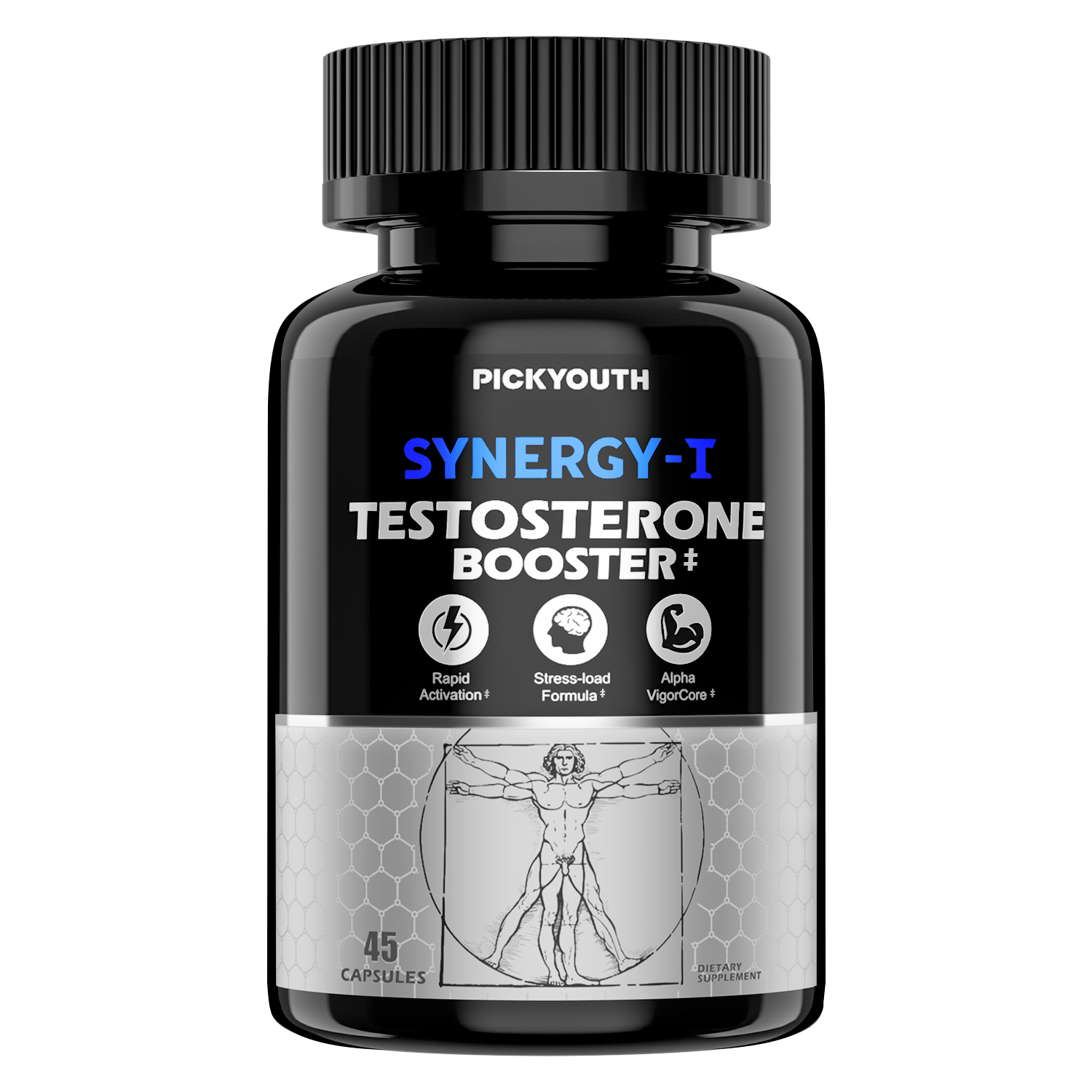 Pickyouth Synergy-T Testosterone Booster Supplement for Men, 45 Count