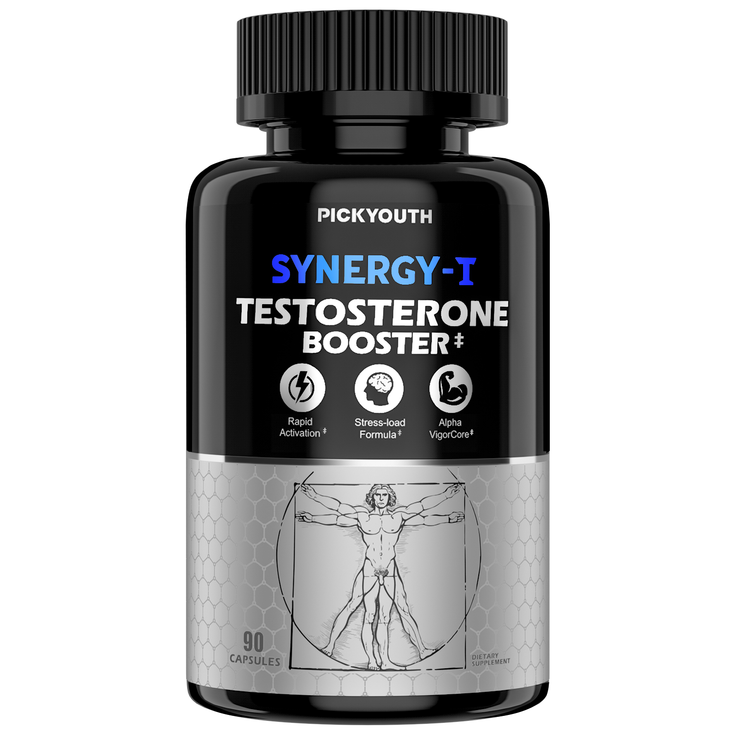 Pickyouth Synergy-T Testosterone Booster Supplement for Men, 90 Count