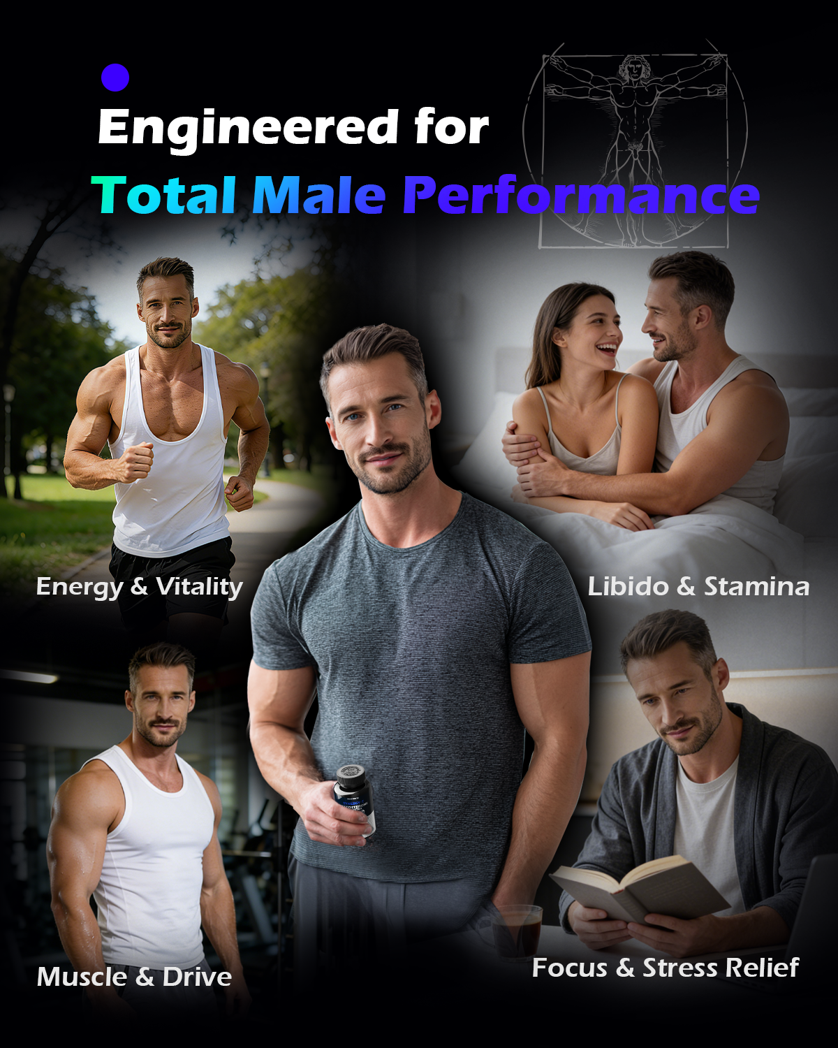 Pickyouth Synergy-T Testosterone Booster Supplement for Men, 45 Count